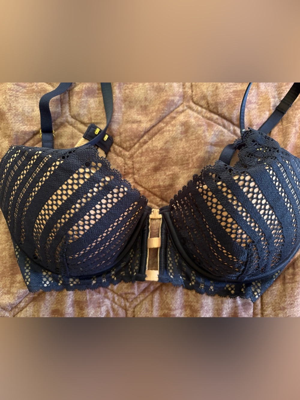 Victoria's Secret Navy Blue Lace Front-Close Bra